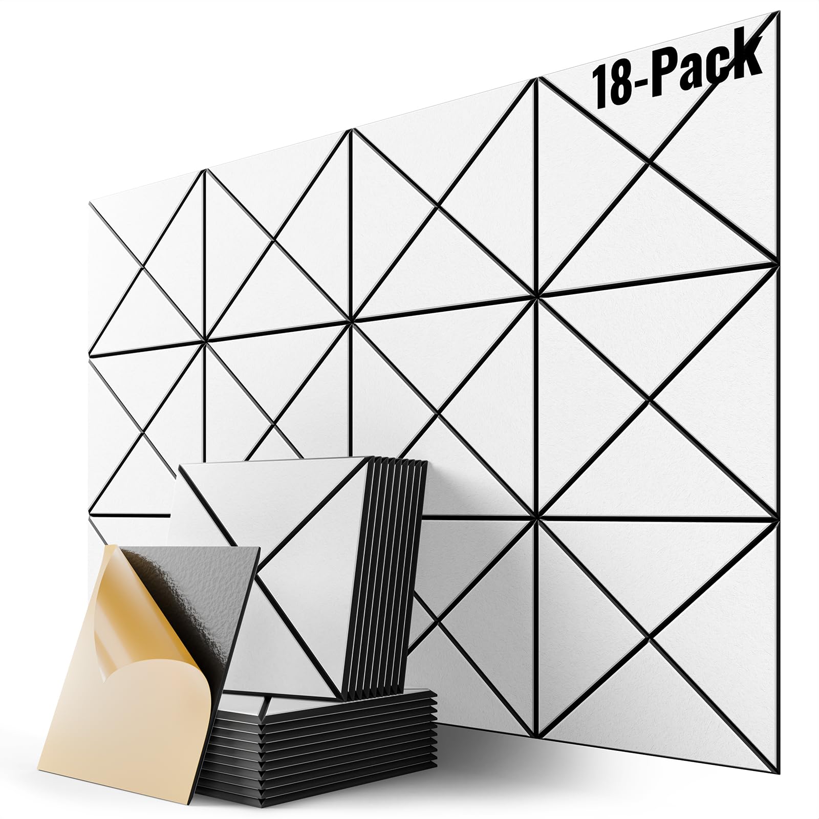 18 Pack Acoustic Panels, 12" x 12" x 0.4" X-Line Soundproof Wall Panels