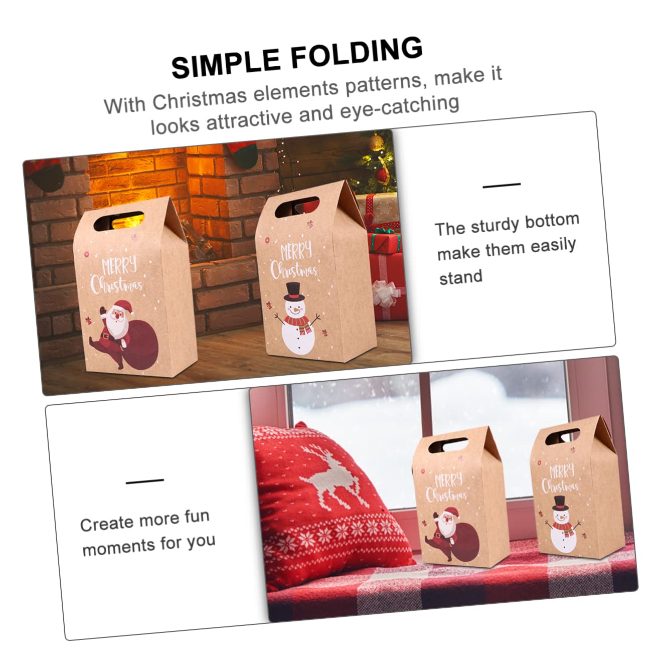 SOLUSTRE 24stücke Kraftpapier Tüten Weihnachten Weihnachtsplätzchentüten Verpackungspapiertüten Weihnachtliche Papiertüten Geschenktüten Aus Kraftpapier
