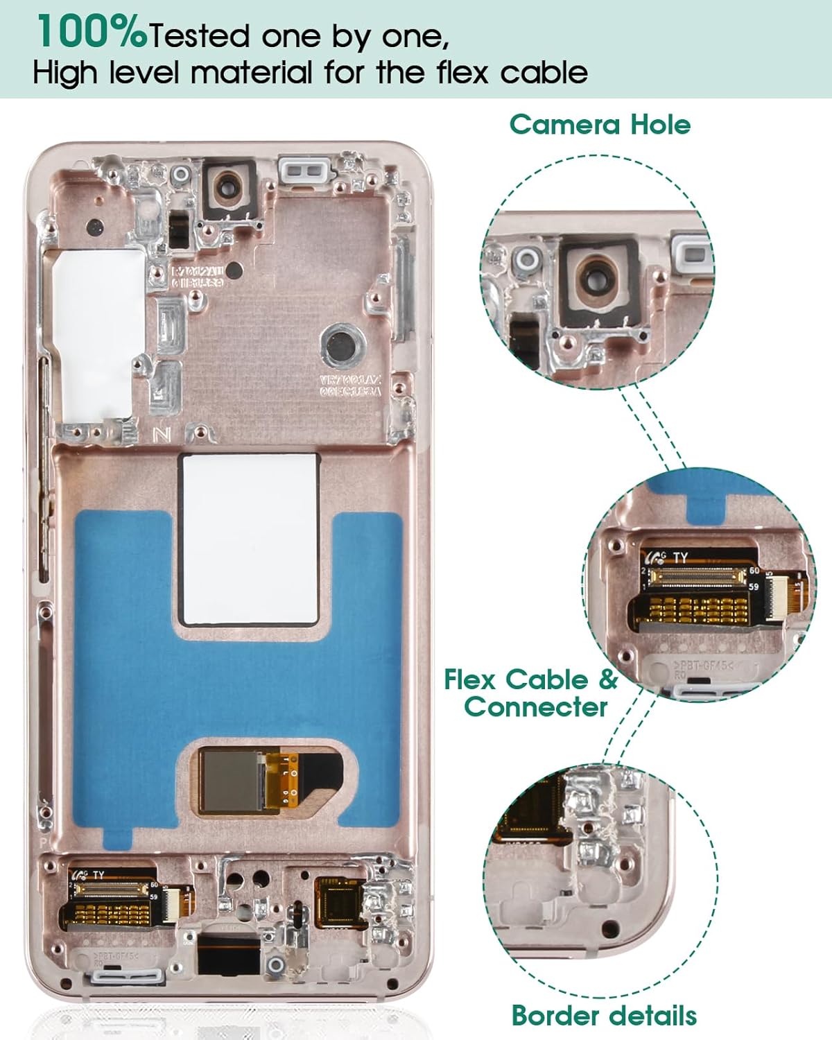 SRJTEK 【US Version】 OLED for Samsung S22 5G Screen Replacement for Samsung Galaxy S22 5G SM-S901B G901U G901A G901W Digitizer Touch Screen Assembly with Frame (Gold, with Fingerprint)