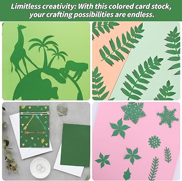 100 Sheets Green Card Stock 8.5 x 11in,250GSM 92lb Green Cardstock Card Stock Construction Paper,Heavy Weight Printer Paper for Invitations, Stationery Printing, Scrapbooking,Crafts, DIY Cards