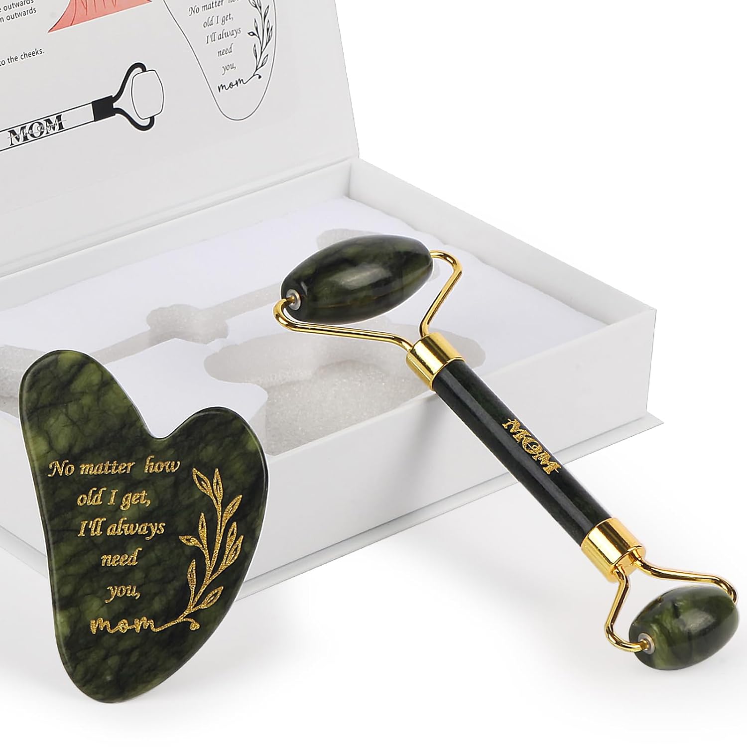 Gua Sha and Face Roller Set, Gifts for Mom From Son and Daughter, Face Massager Tool,Mother’s Day Gifts, Thanksgiving Gifts for Mom