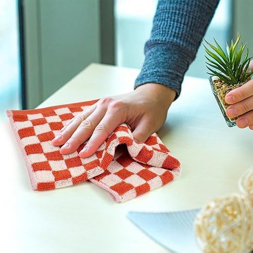 Miniatura 7 de Paños de lavado de algodón a cuadros, 4 unidades, 4 colores, paños de baño para cara y cuerpo, toallas de limpieza diaria de 13 x 13 pulgadas