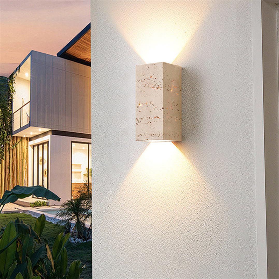 Aplique de Pared Estilo nórdico Arriba y Abajo travertino Interior cableado Iluminación for Dormitorio Cocina Pasillo Montaje en Mediados Siglo Foco