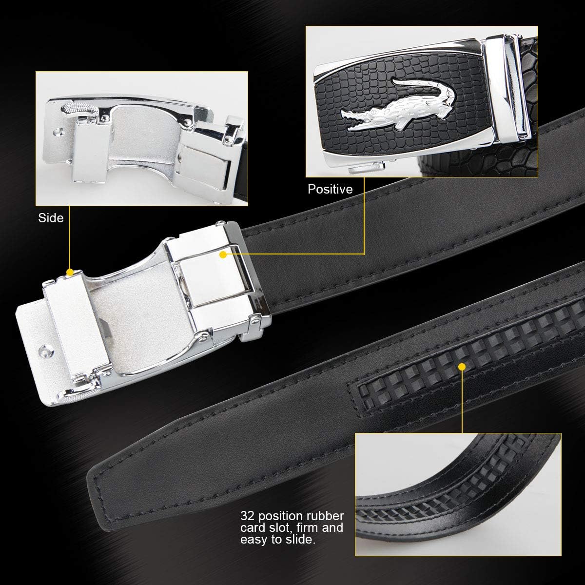 Mens Belt, Ratchet Belts Adjustable Automatic Buckle PU Leather belt for men - Trim to Fit - Image 3