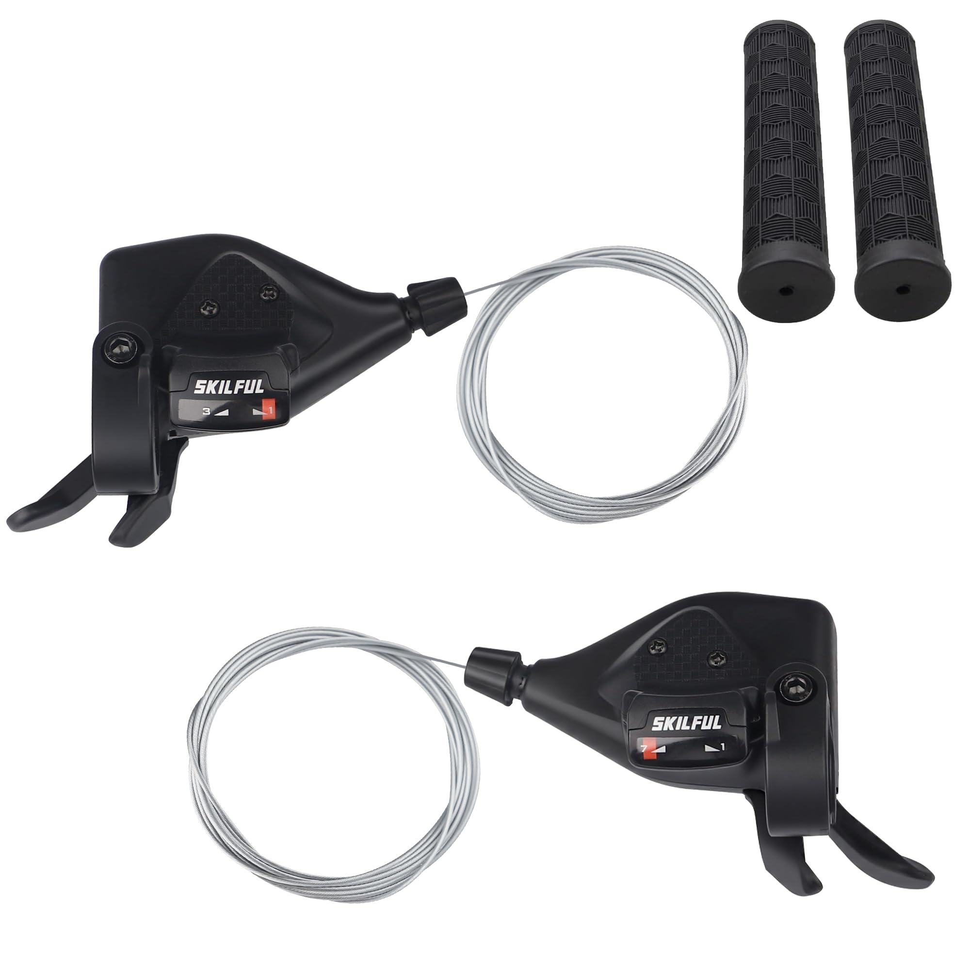 ZUKKA 1 Paar Fahrrad Schalthebel 3x7 21 Gang Schalthebel Bremshebel für Mountainbike, Rennrad, MTB, BMX,Schwarz