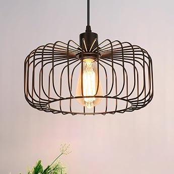 FRIDEKO HOME Pendant lamp Black Modern pendant light Dining table Round Metal [Energy Class F]