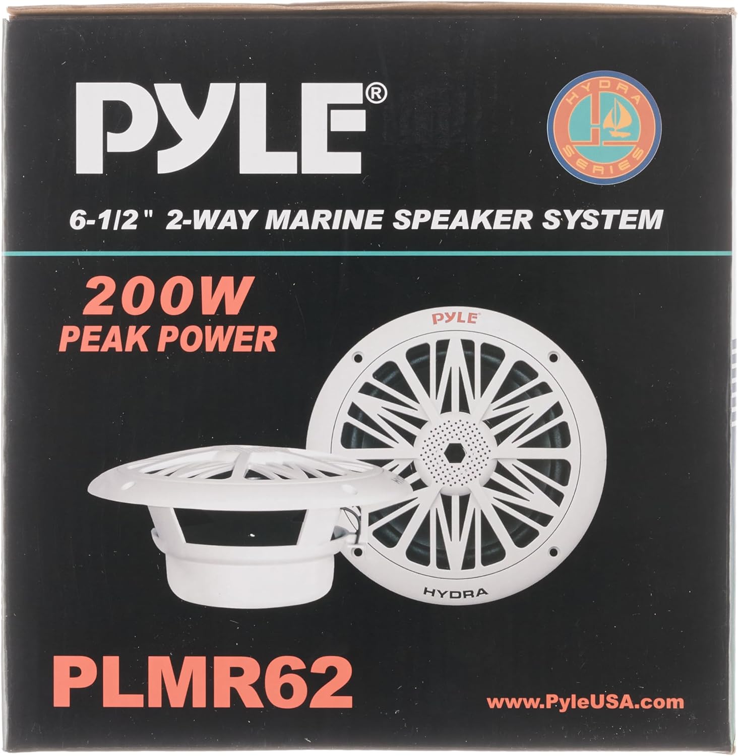 Pyle 6.5 Inch Dual Marine Speakers - 2 Way Waterproof and Weather Resistant Outdoor Audio Stereo Sound System with 200 Watt Power, Poly Carbon Cone and Butyl Rubber Surround - 1 Pair (White)