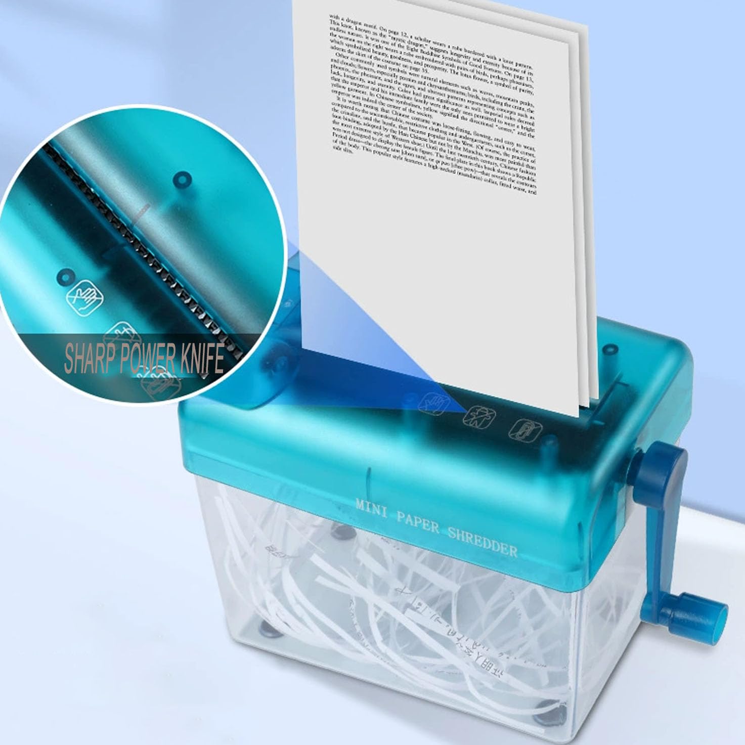 A6 kleiner manueller Schredder, unter Silikon Anti Rutsch Schredder, verwendet für Dokumente, Home Office, Desktop Zubehör, Kleine Tragbare Papiermaschine mit geradem Schneidwerkzeug