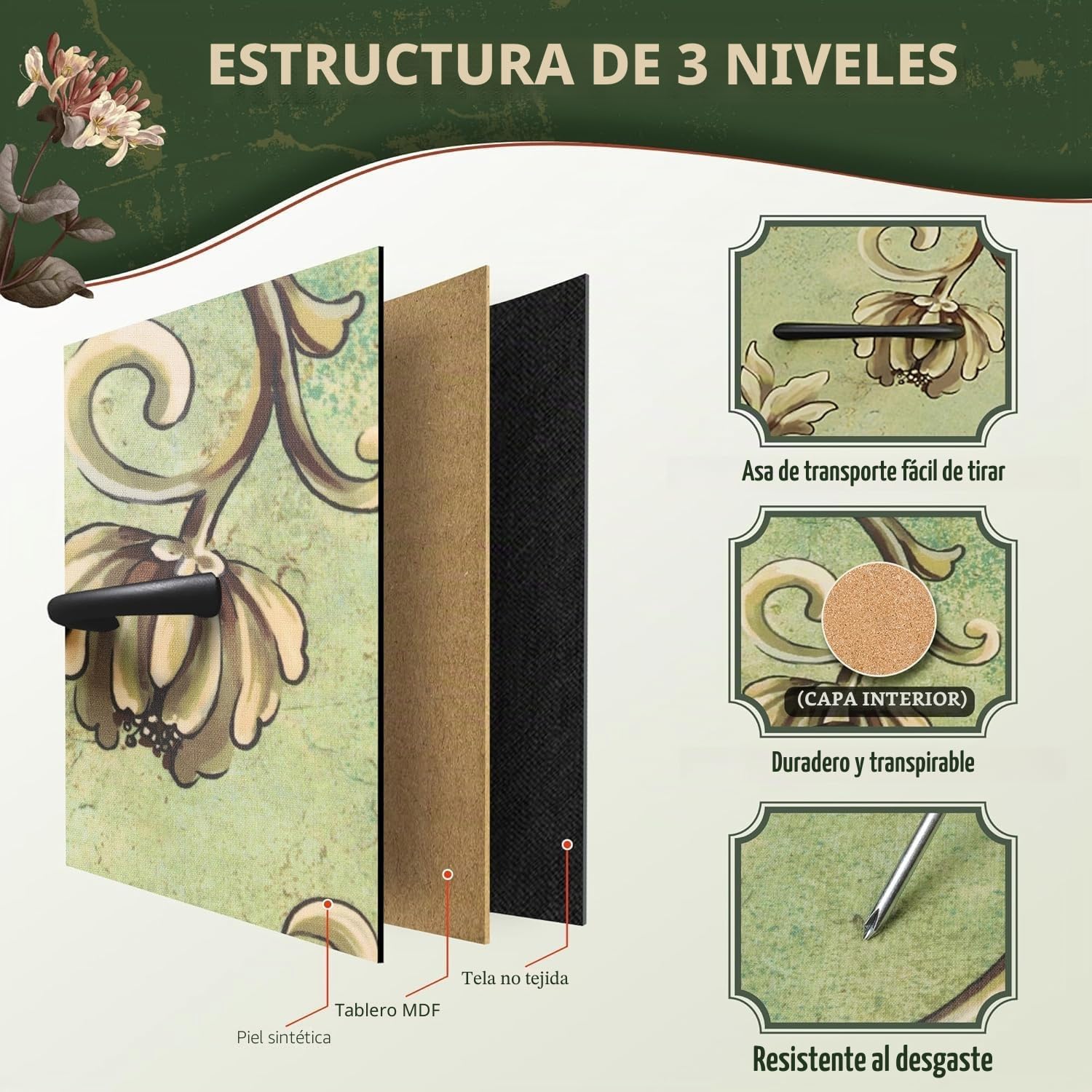 WLIVE Cómoda de Tela con 8 Cajones Extraíbles, Gabinete con Parte Superior de Madera y Estructura de Acero, Adecuado para Salón, Dormitorio, Pasillo, Habitación De Niños, Bohemia
