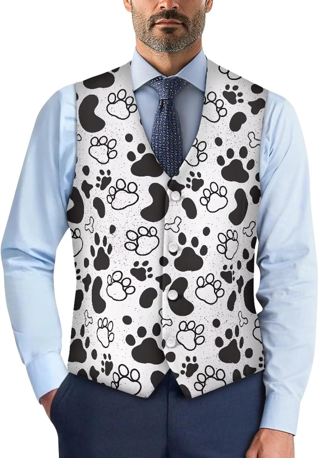 HUGS IDEA V-Neck Suit Vest for Men Slim Fit Formal Dress Suit Vests Fashion Sleeveless Waistcoat