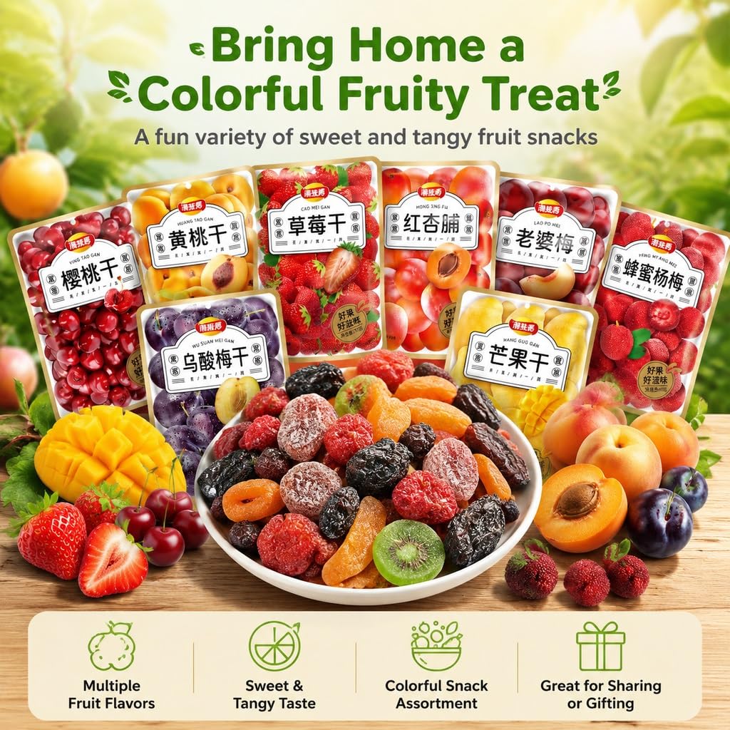 Bocadillos Secos De Frutas Mixtas, Paquete 30 (70 G/bolsa), Variedad 5 Sabores: Fresa, Mango, Ciruela, Conservas Naturales, Bocadillo Tarta Dulce Masticable(Flavor 2)