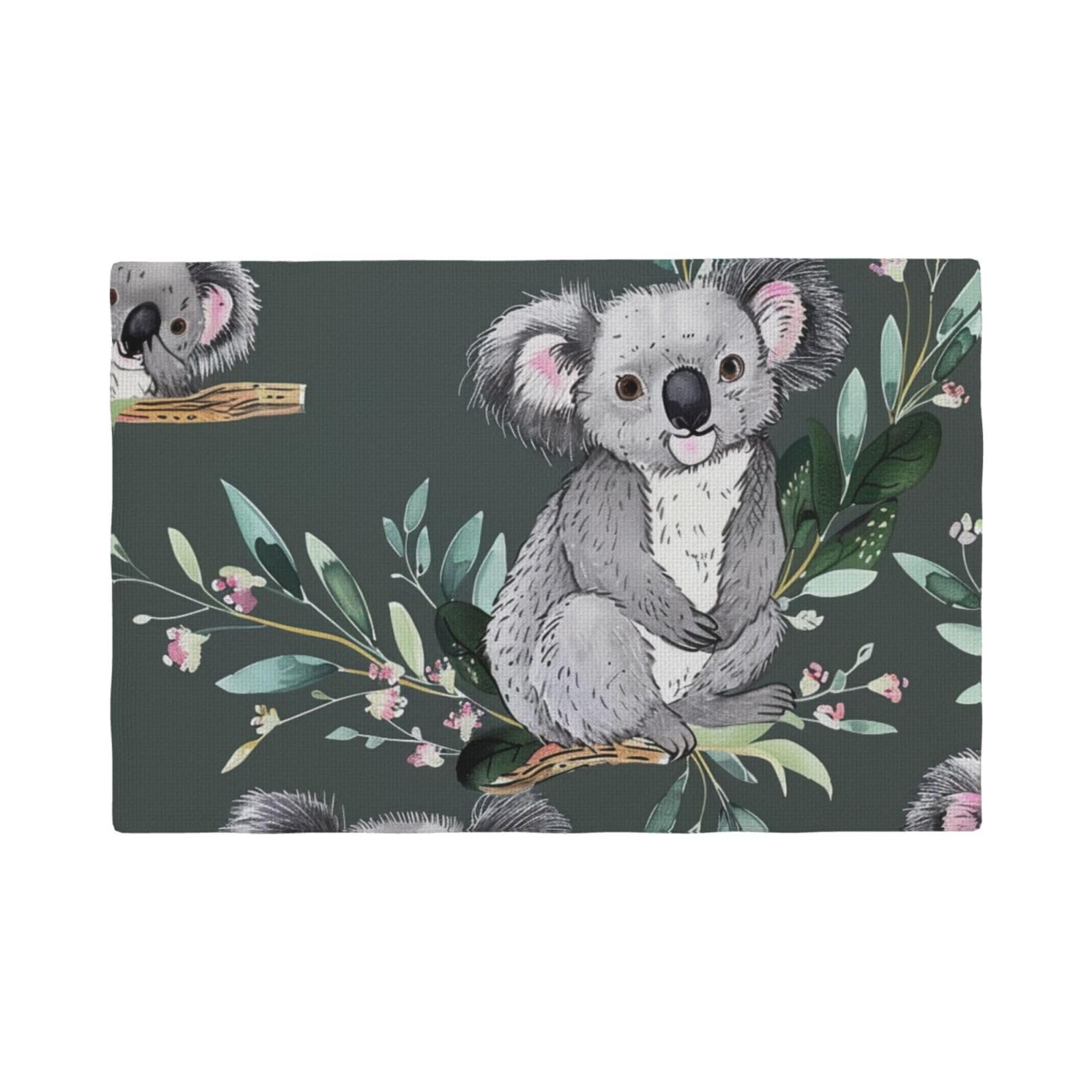lovely Koala Print Placemats Set, Heat Resistant Washable Placemat 12x18in Table Mats for Party Kitchen Dining Table Decoration Indoor Outdoor, Four Pieces
