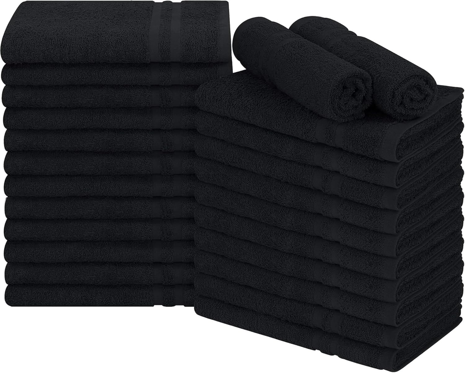 Cinara Bed & Bath Premium 100% Cotton Hand Towels – Soft, Quick Dry & Highly Absorbent – 16x27 Inches, Pack of 24 – Ideal for Bathroom, Salon, Gym, Spa & Everyday Use – Black