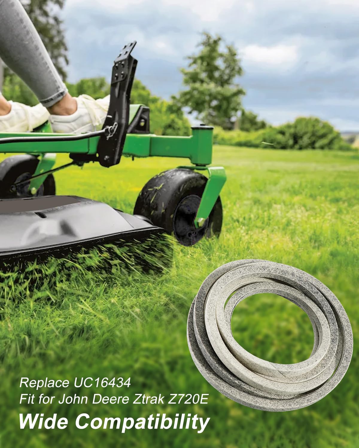 54" Deck Belt Fit for John Deere UC16434 Ztrak Z720E Z735M Z740R Z760R Mid-Duty Lawn Mower, 5/8" x 160" Kevlar Drive V-Belt