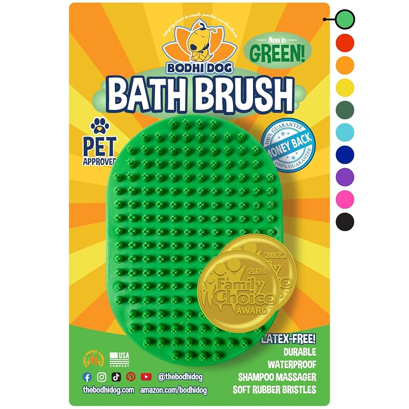 Escova de Banho para Cães e Gatos Bodhi Dog em Borracha Verde — BD-SHMBR-GRN, Pacote com 1