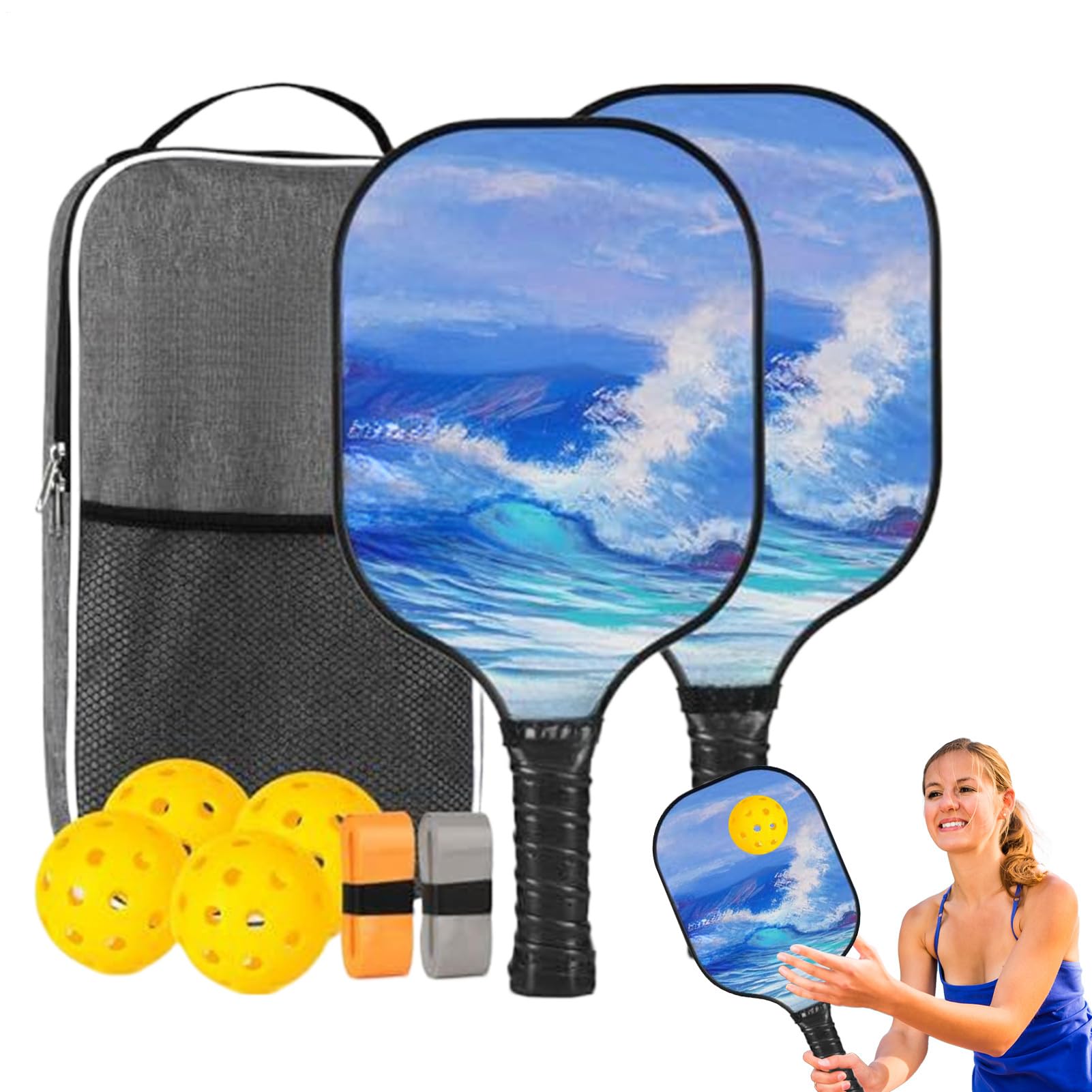 Set de Palas de Pádel Accesorios de Tenis de Mesa | Palas Ergonómicas Ligeras de Fibra de Vidrio para Deporte en Casa Exterior Interior Ejercicio para Niños Niñas Hombres