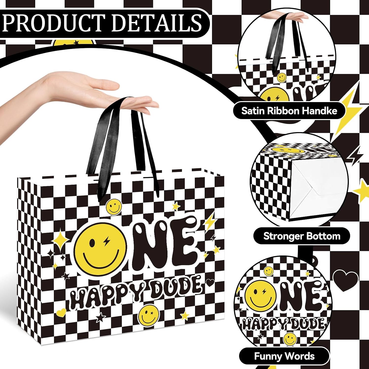 One Happy Dude 1st Birthday Gift Bag with Tissue Paper and Greeting Card image 3