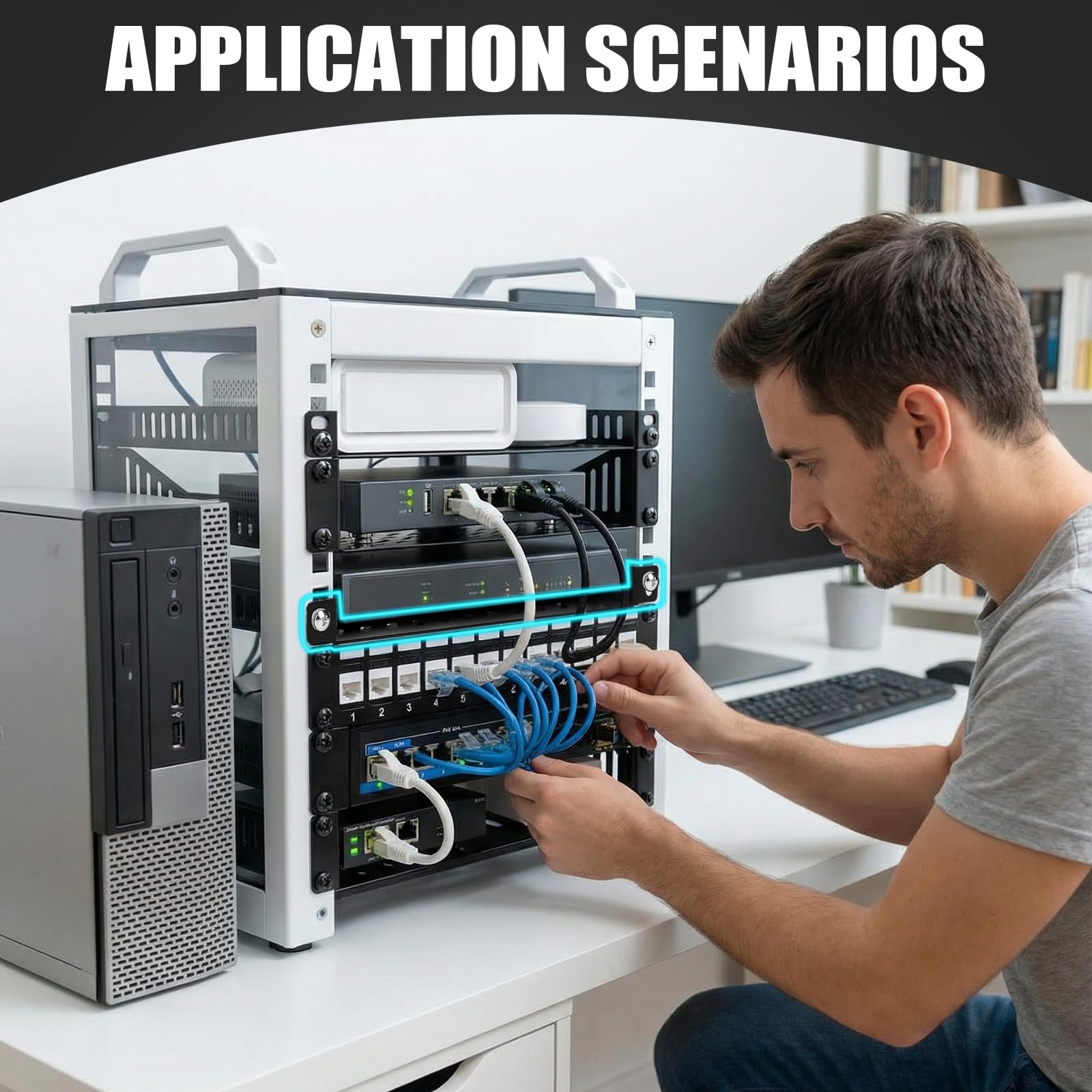 Confezione da 2 ripiani per server rack 0,5u, 20 cm, vassoio a
