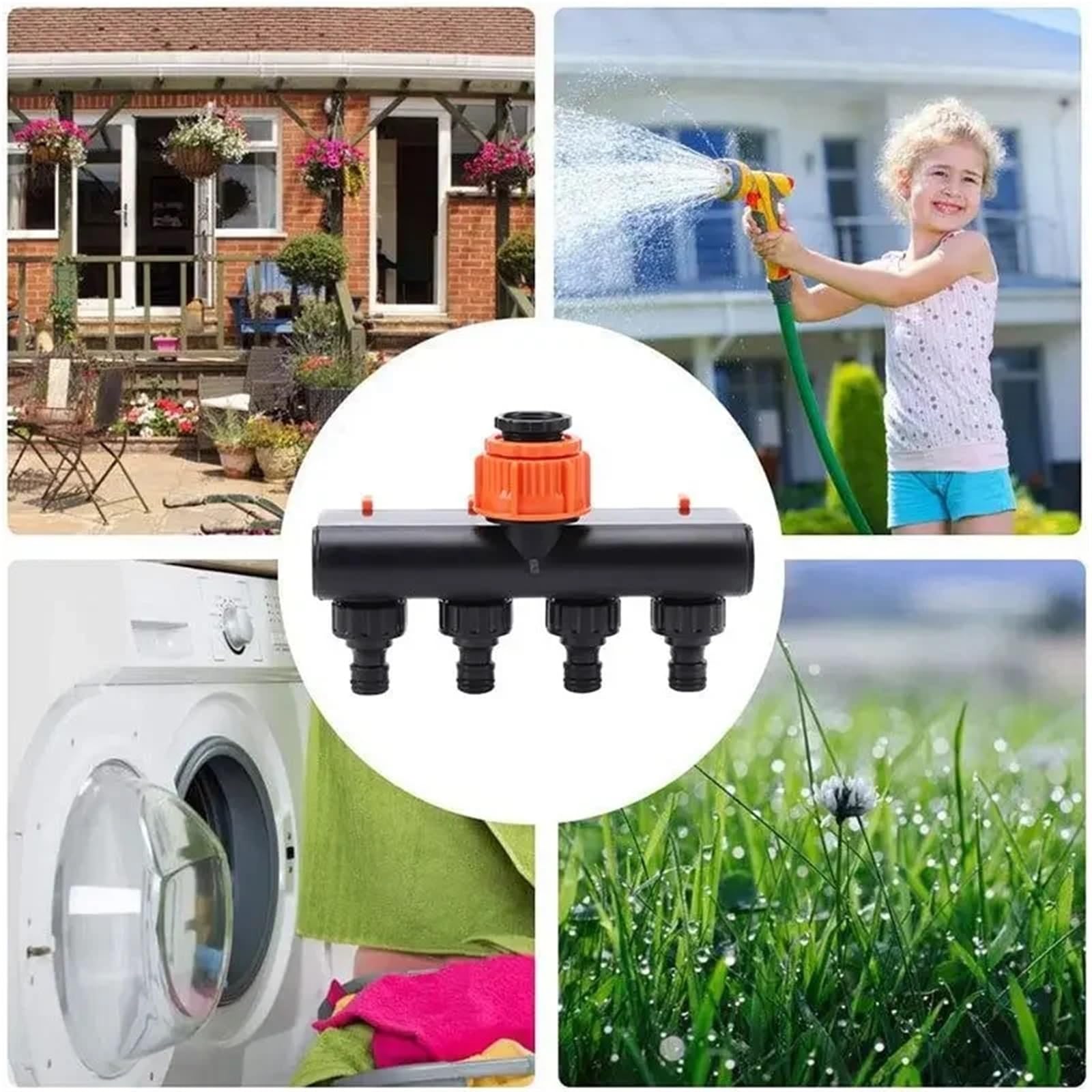 Tubo da Giardino Splitter Rubinetto a 4 Vie Deviatore Connettore Quattro interruttori indipendenti for l'irrigazione del Prato Domestico per Tubi dell'Acqua