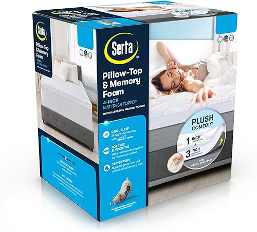 Serta Cubrecolchón de doble capa de 4 pulgadas, tamaño Queen