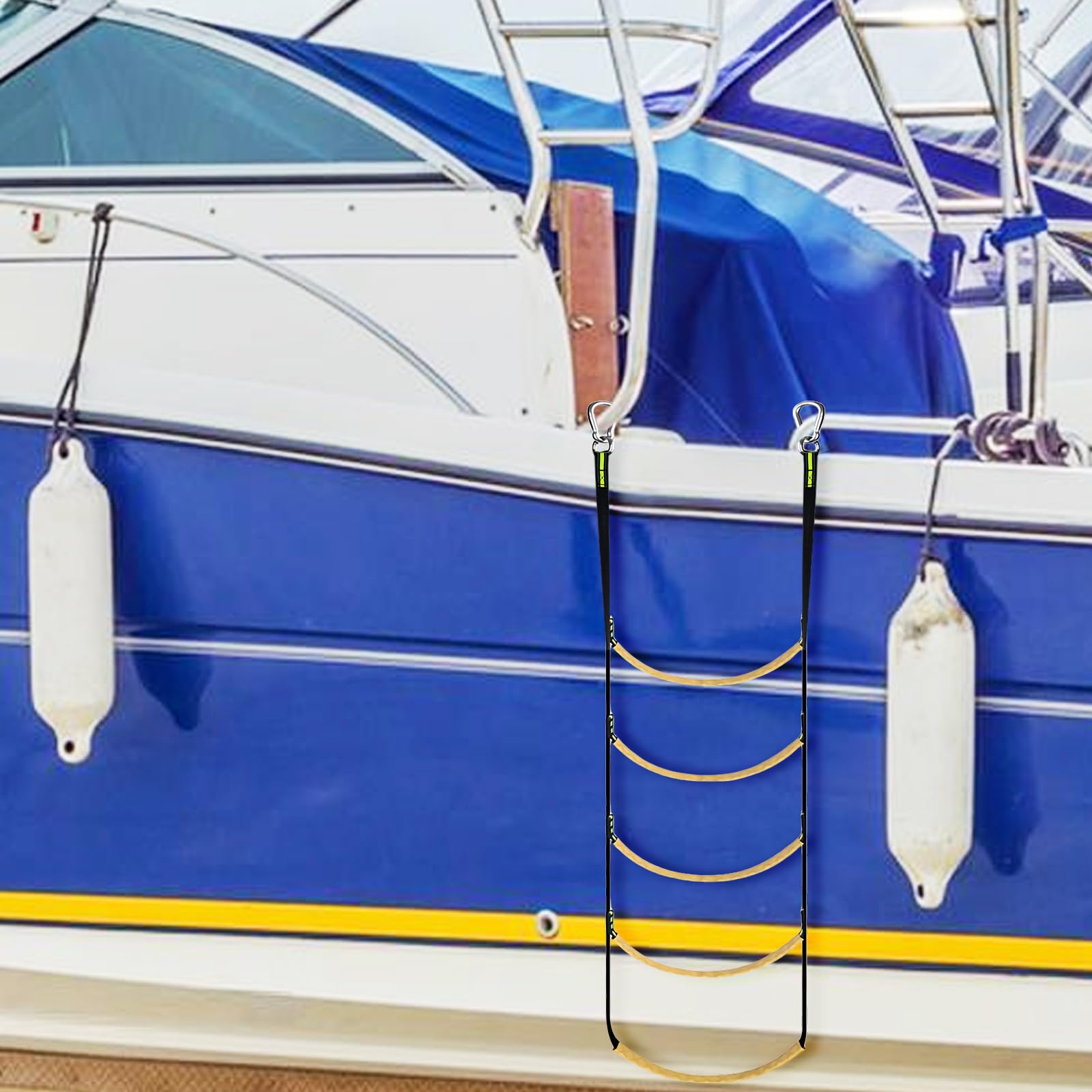 Échelle Corde Marine Bateau 5 Marches pour Bateaux Gonflables, Voiliers, Kayaks