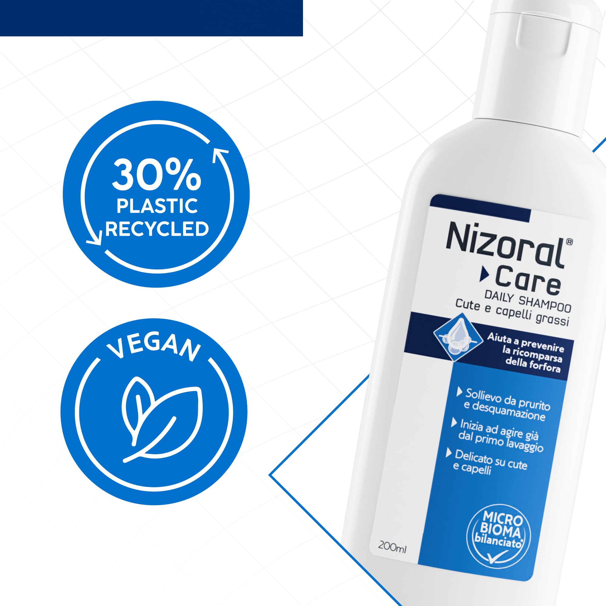 EG Nizoral Care Shampoo Cute e Capelli Grassi | Protezione Continua da Forfora e Prurito | Azione 3 in 1 Clinicamente Testata| 200 ml