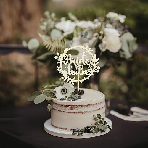 Miniatura 4 de Gyufise 1 pieza de decoración para tartas Mr & Mrs con hojas de madera, corona, boda, compromiso, pasteles, decoración para despedida de soltera,