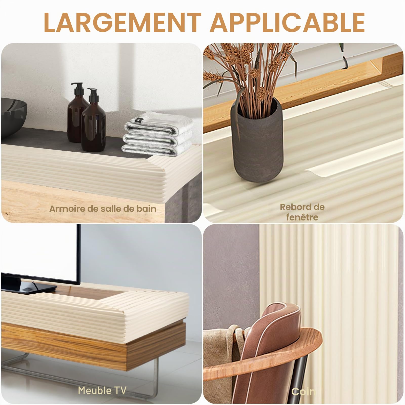 Protection d'Angles Et Rebords pour Bébé Très Élastique Protection des Bords et Coins Plus Large 20cm Protection Bords Bébé Coussin pour Protection Maximale de Vieil Homme Beige