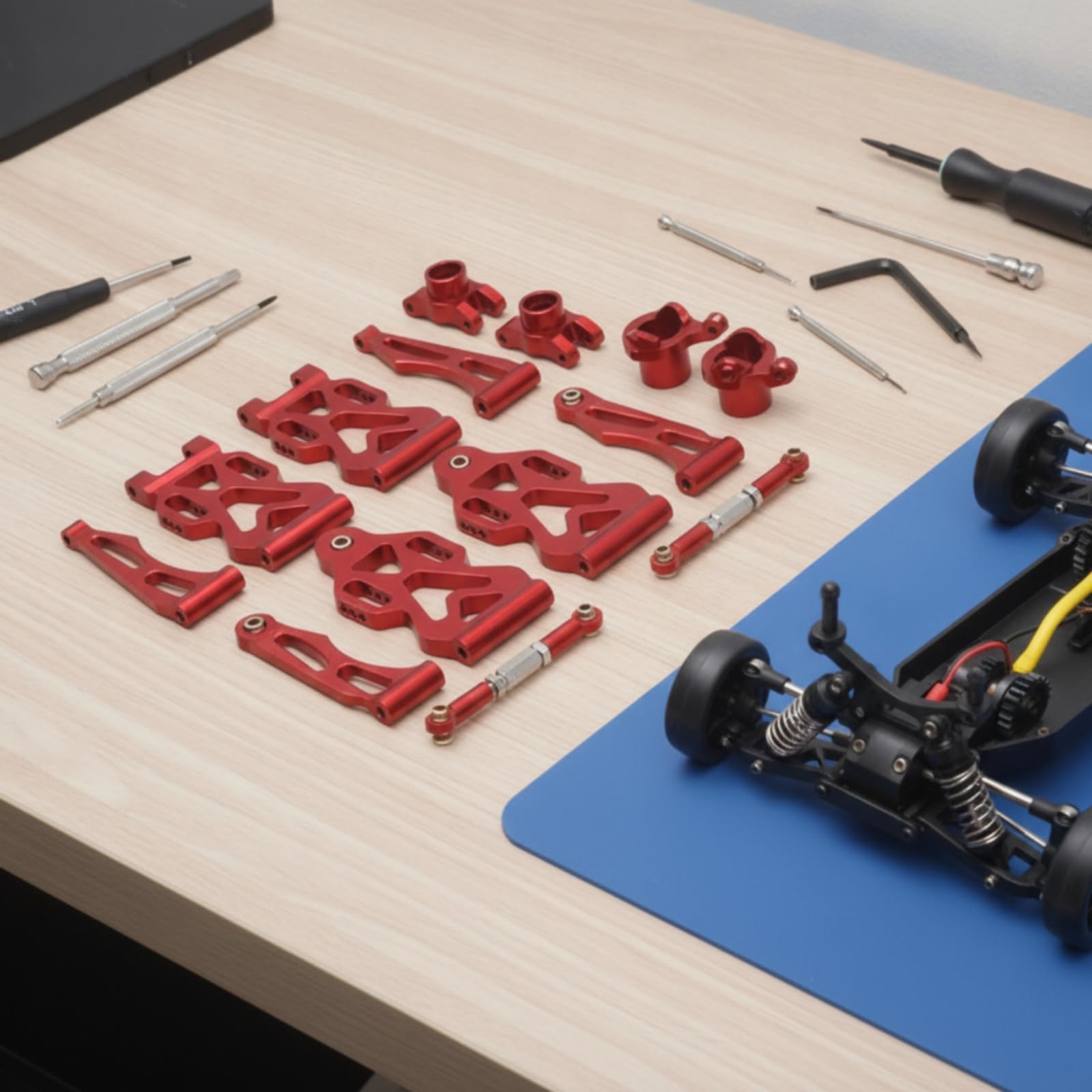 RC-Metall-Upgrade-Komponenten-Kit Tuningteile Leicht Montagesatz für Modellbauer, Modellbau, Reparatur, Schwarz