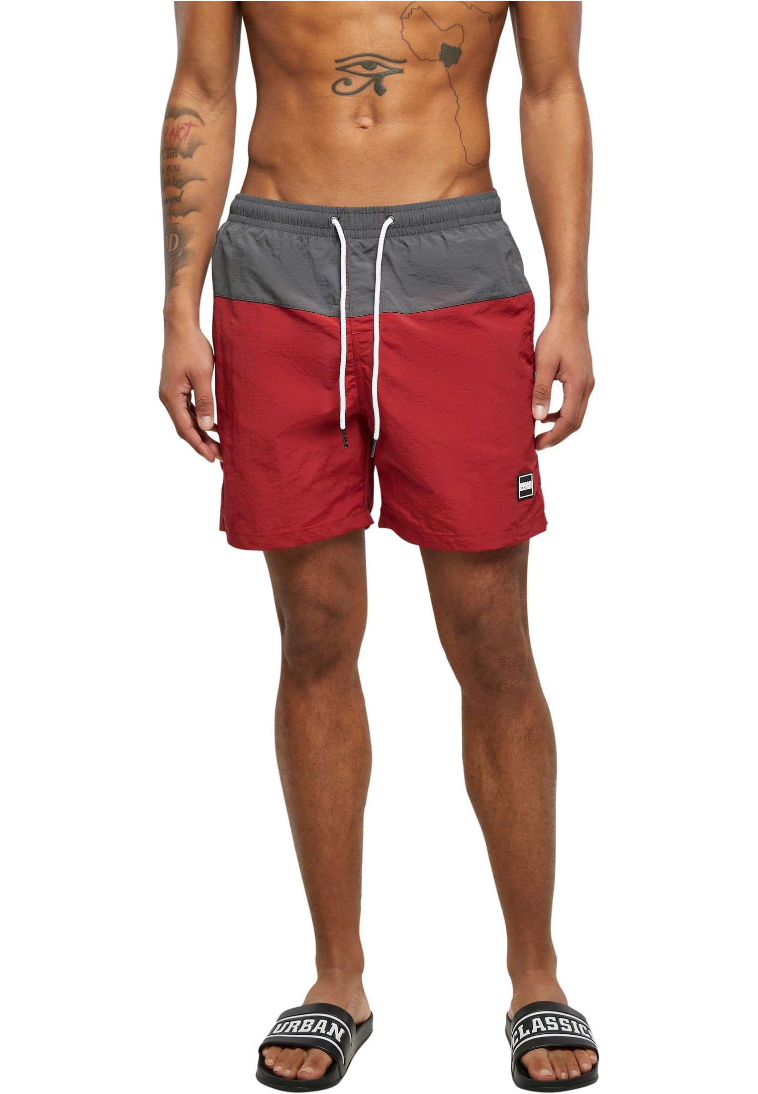 Urban Classics Men's Block Swim Shorts Trunks, Brickred/Darkshadow, M