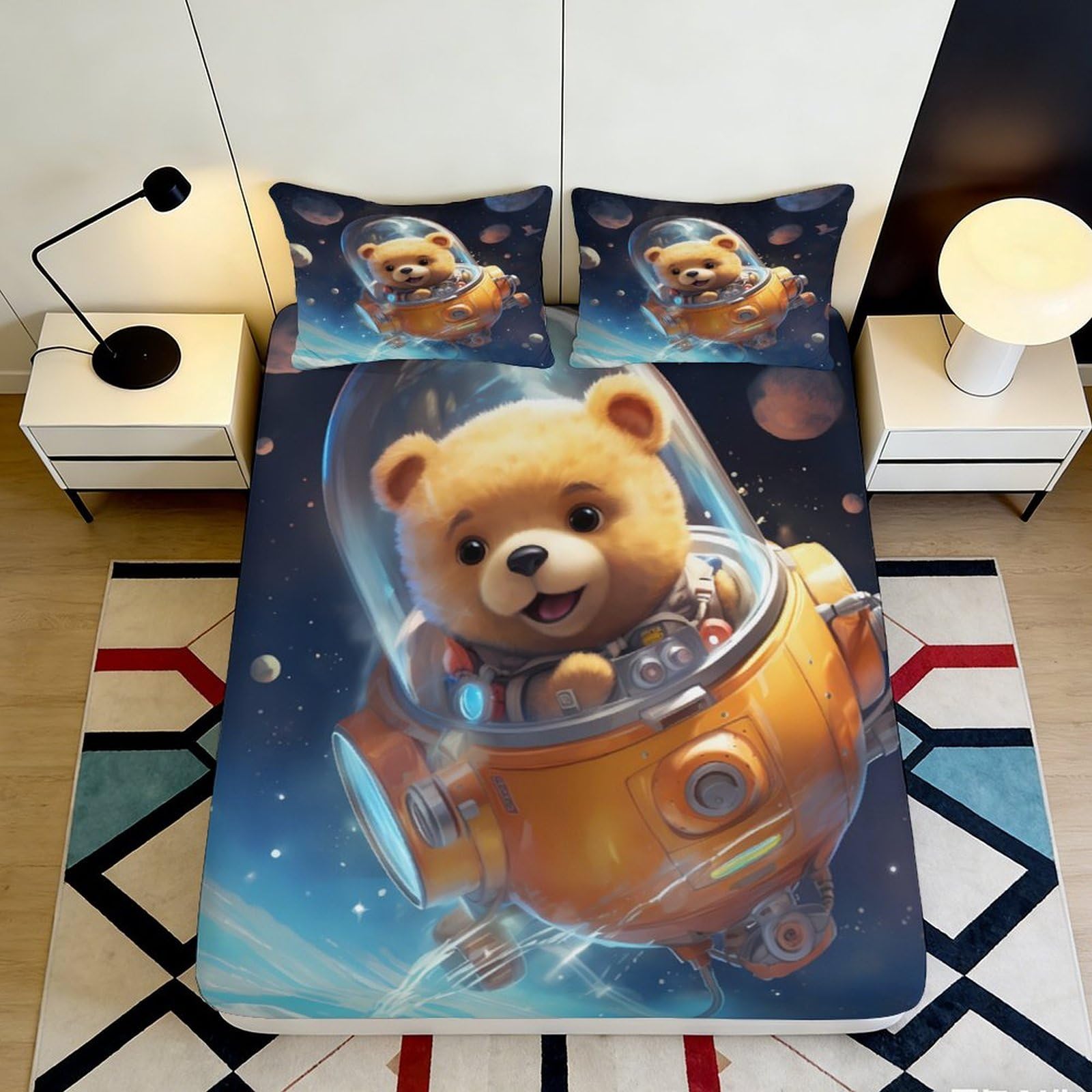 3D Printed Flame Water Fitted Sheet Microfiber Non-Slip Deep Pocket Yin Yang Mattress Fitted Cover Bedroom 200x200x25cm