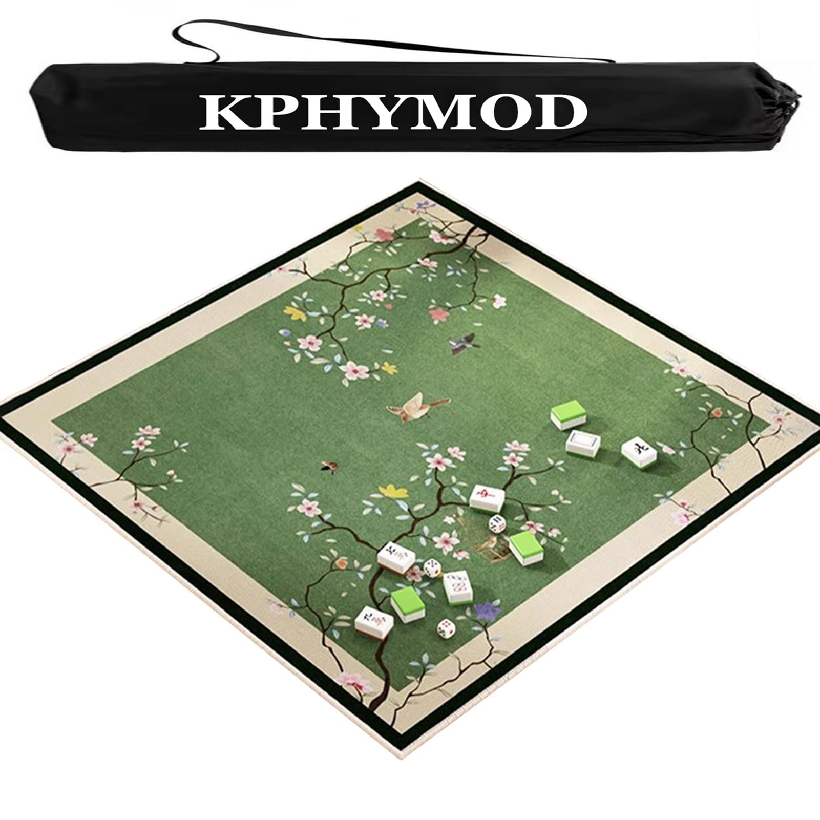 Tappeto Verde Tappetino da gioco quadrato in velluto antiscivolo con riduzione del rumore, copertura da tavolo portatile per giochi da tavolo come poker, mahjong e domino.(Green,51.18x51.18 in)
