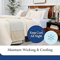 Vista 4 de Cosy House Collection Juego de funda de edredón de lujo de 3 piezas, mezcla de rayón derivado del bambú, ropa de cama ultrasuave, protector de Crema