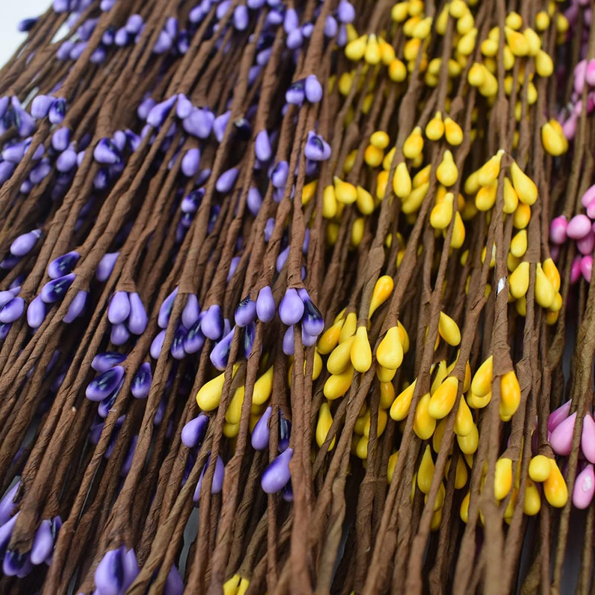 100pcs Floral Wire with Flower Bud 40cm(15.75") Iron Wire for Artificial Flowers DIY Wreath Decorative Branches,Green