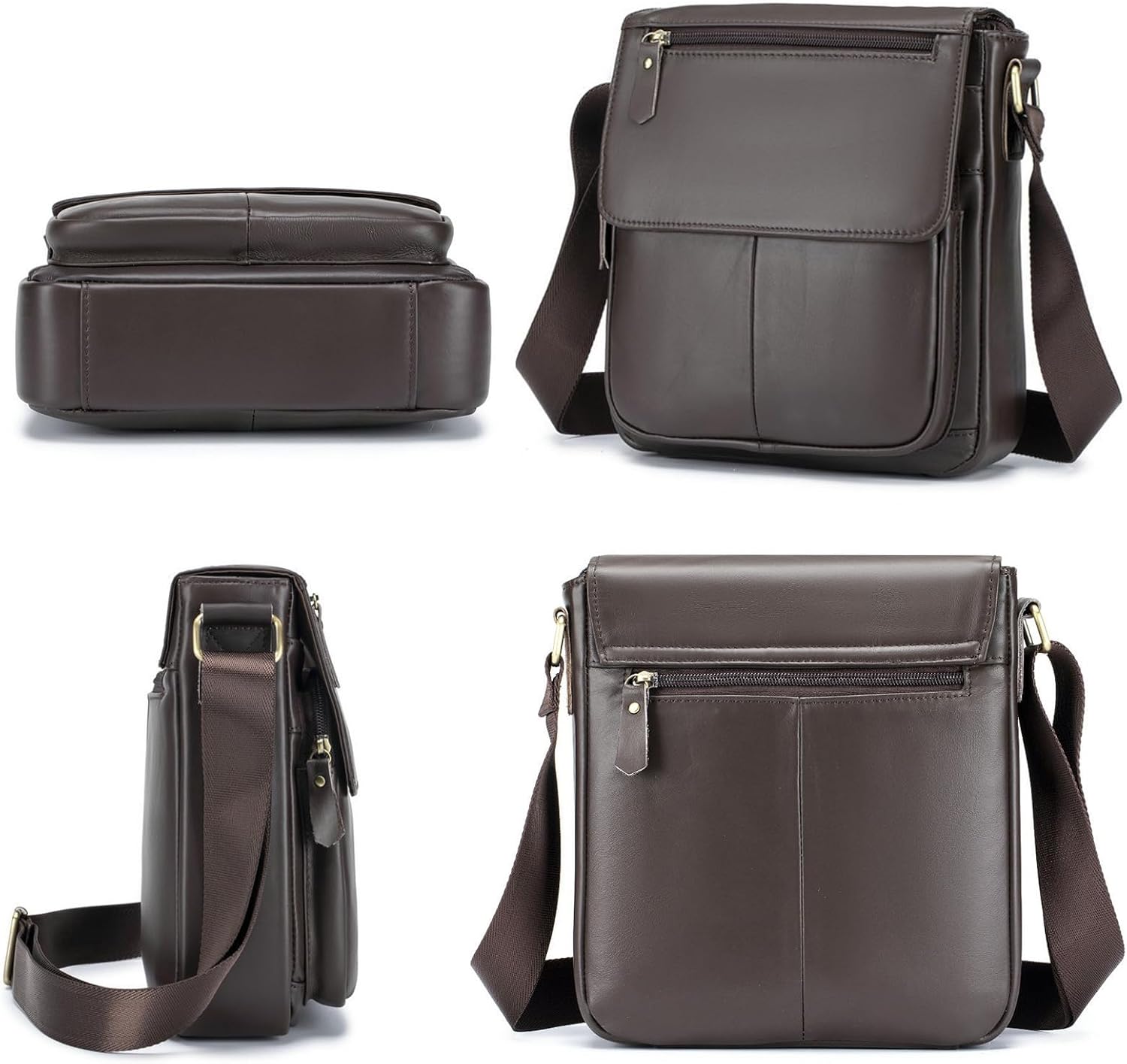 Genuine Leather Messenger Crossbody Shoulder Bag for Men, Man Purse Satchel Travel Handbag Work Business