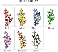 Vista 4 de PARLAIM 104 calcomanías de pared de mariposas 3D para pared, mariposas 3D, decoración de mariposas, decoración de mariposas, calcomanías murales