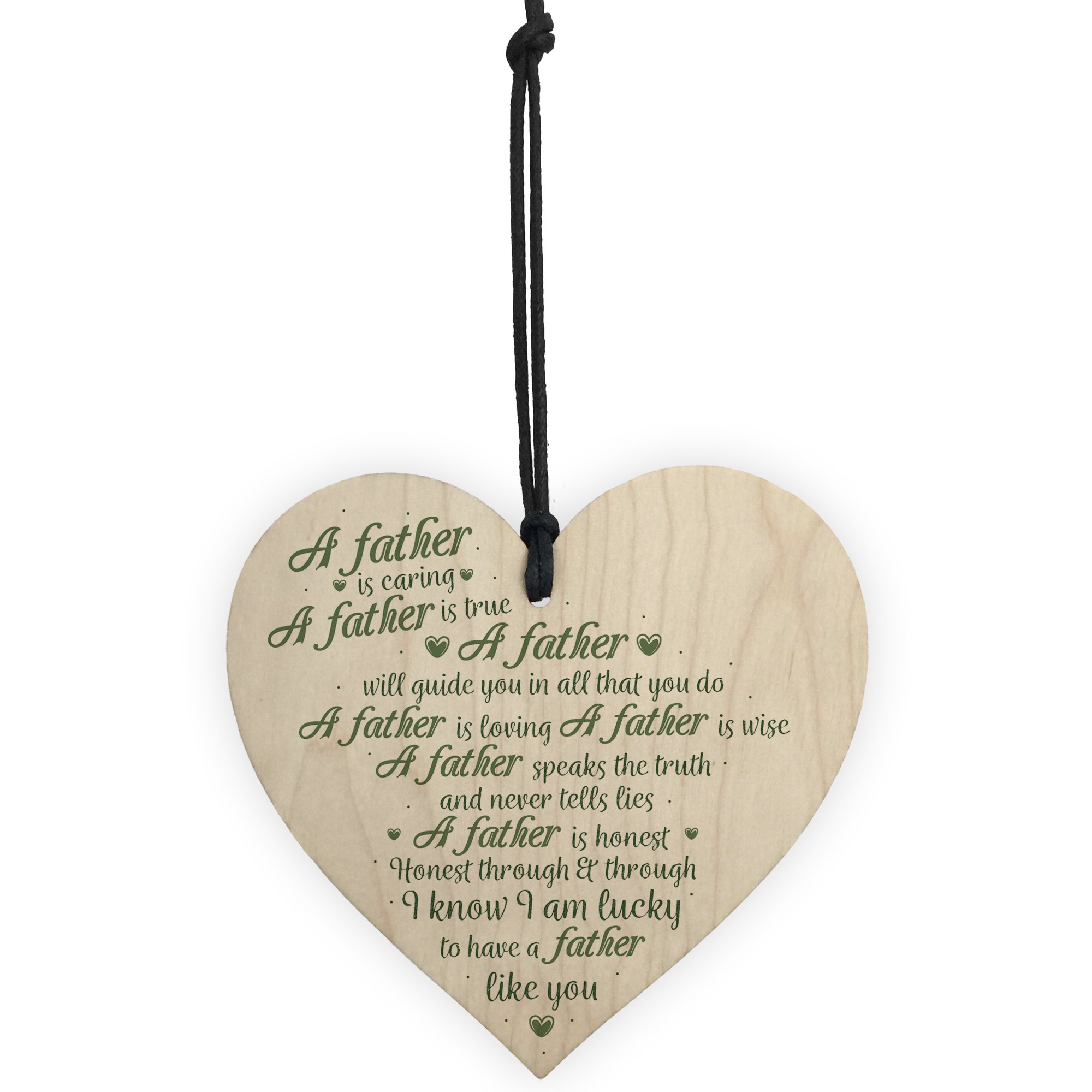 Red Ocean Caring Father Dad Fathers Day Wooden Heart Sign Birthday Gift For Him Daughter Son