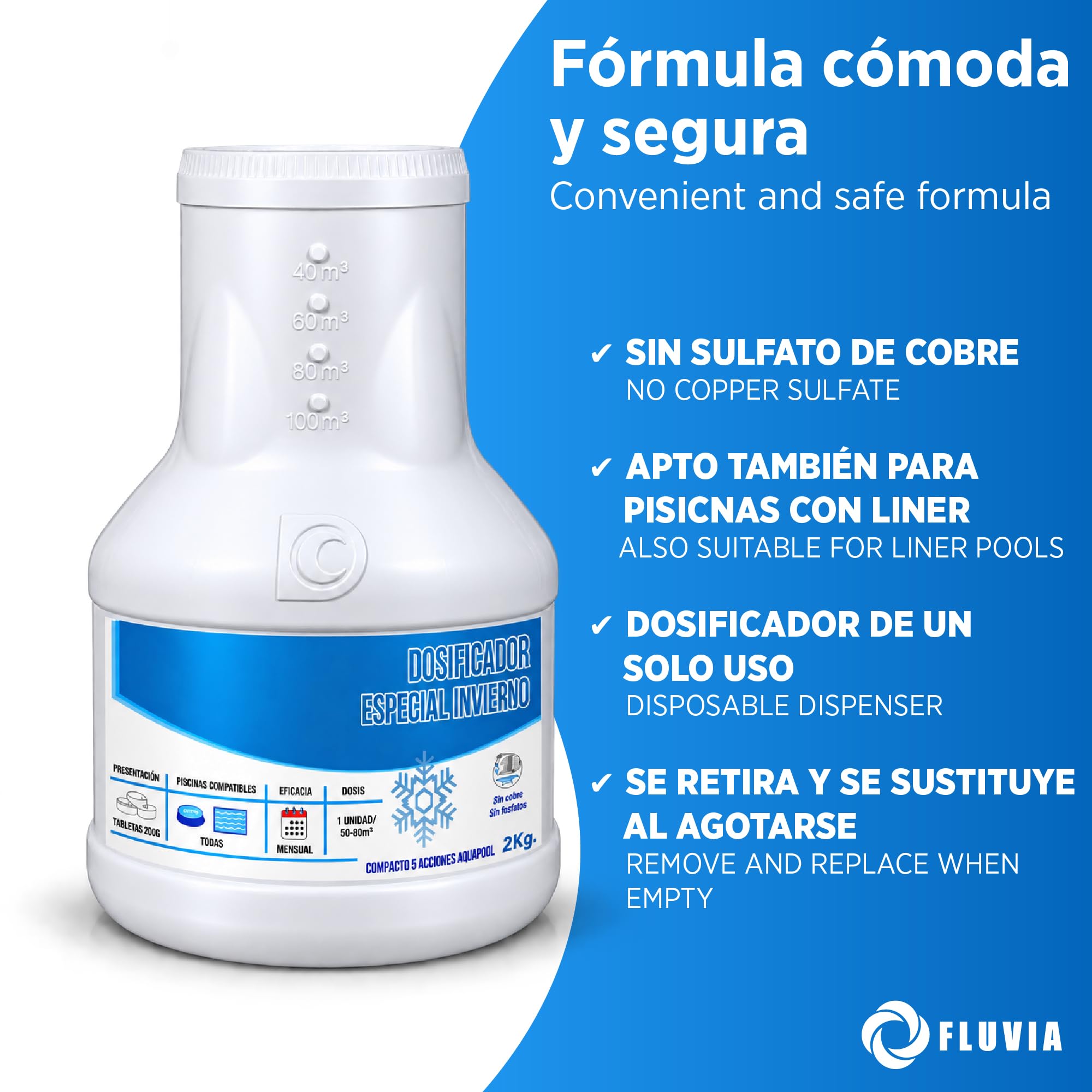 Pack 5 x 2 kg Dosificador Flotante Especial Invierno para Piscinas FLUVIA