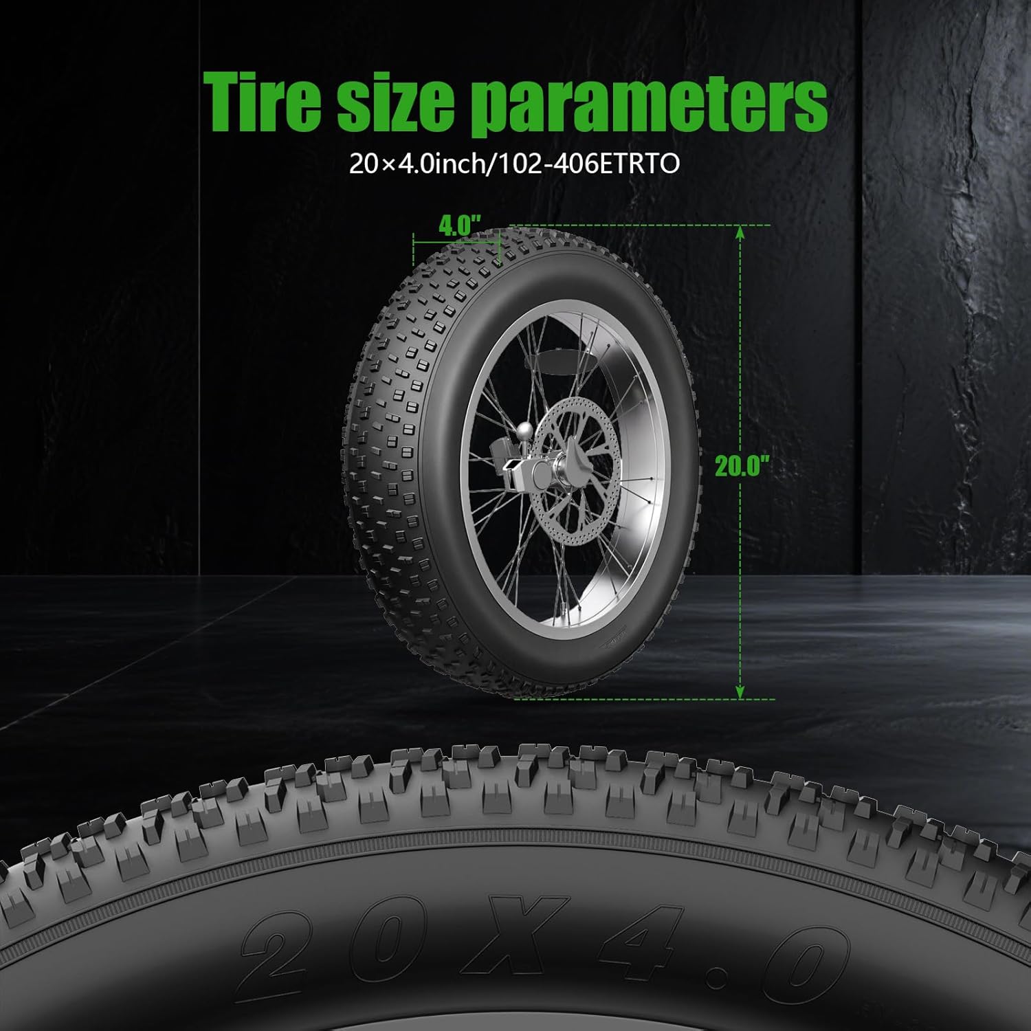 Fat Tire Electric Bike Tires 20x4.0 2-Pack All Terrain Puncture Proof Ebike Tires with Deep Tread, Wear-Resistant for Snow/Sand/Beach/Off-Road - 20 inch Compatible with Fat Tire Bikes