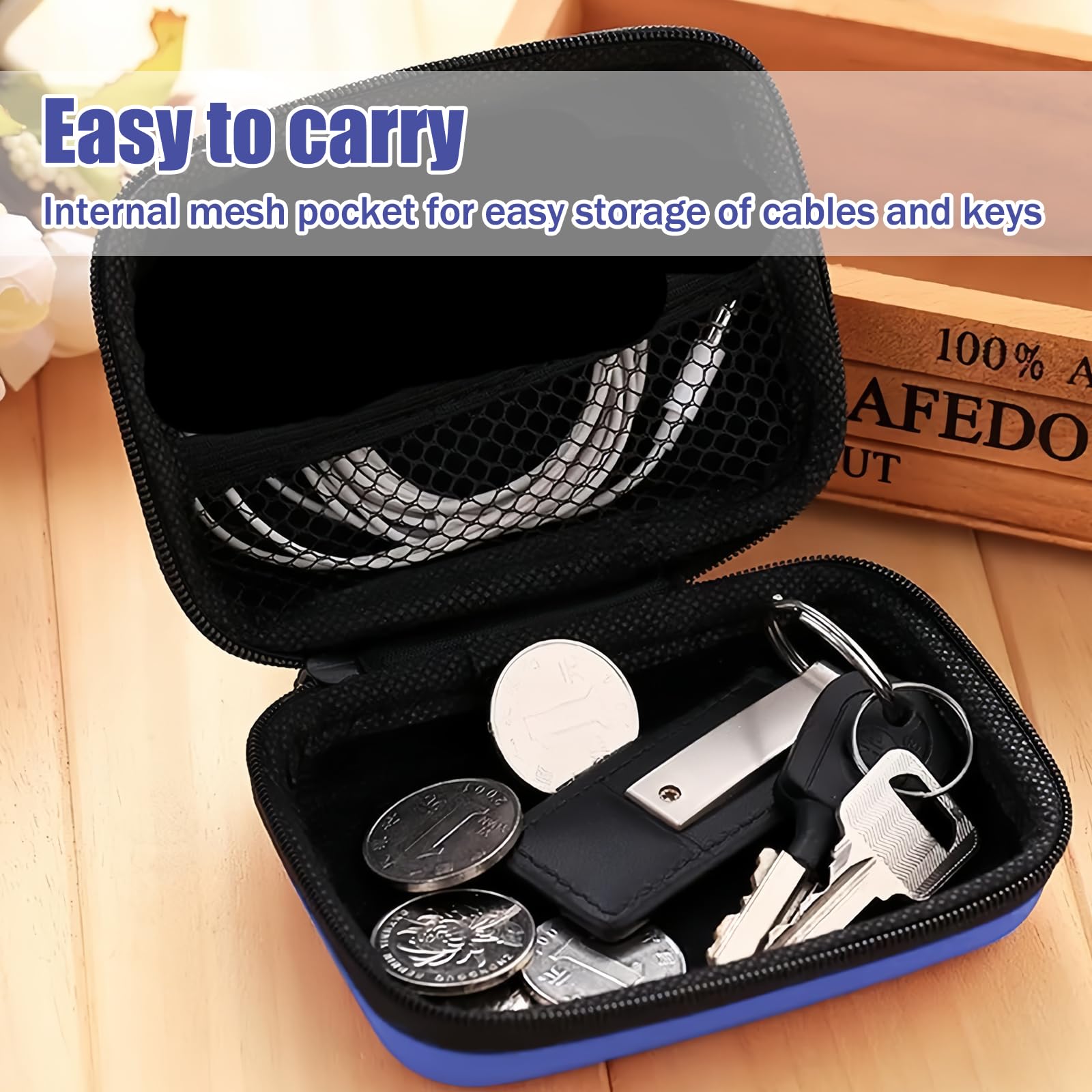 Custodia per Hard Disk Esterno 2.5'',Custodia Hard Disk Esterno 2.5"per SDD HDD caso, Memoria Esterna Portatile Disco Esterno Protettiva Borsa Antiurto Rigida Cover Case,blu