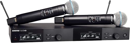Vista 7 de Shure SLXD24D/B58 Sistema de micrófono inalámbrico digital de doble canal, incluye dos transmisores de mano SLXD2 con cápsulas de micrófono vocal