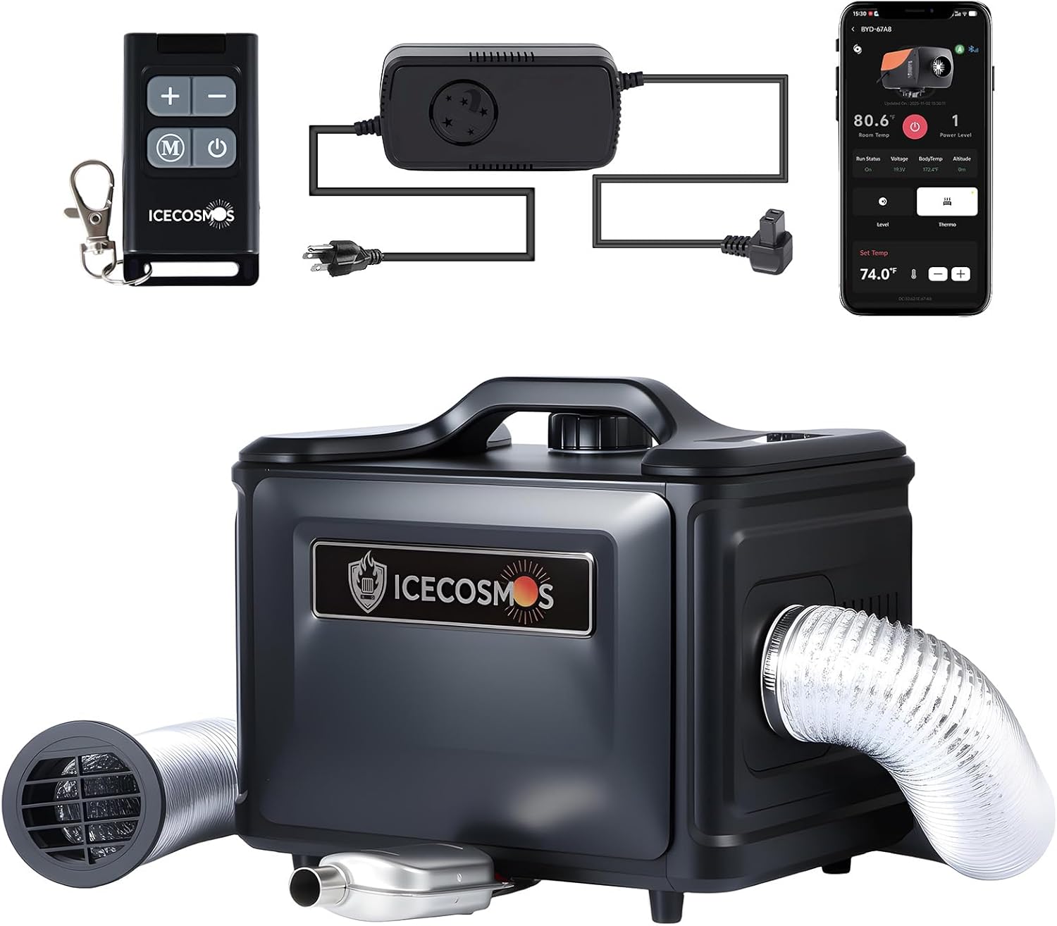 17050BTU Diesel Heater Complete Kit, 12V to 24V Wide Voltage LCD Remote with up to 8.2ft Air Duct, for Large Space Like RV, Workshop, Garage, Tent,Fast Installation (VH08 PRO)