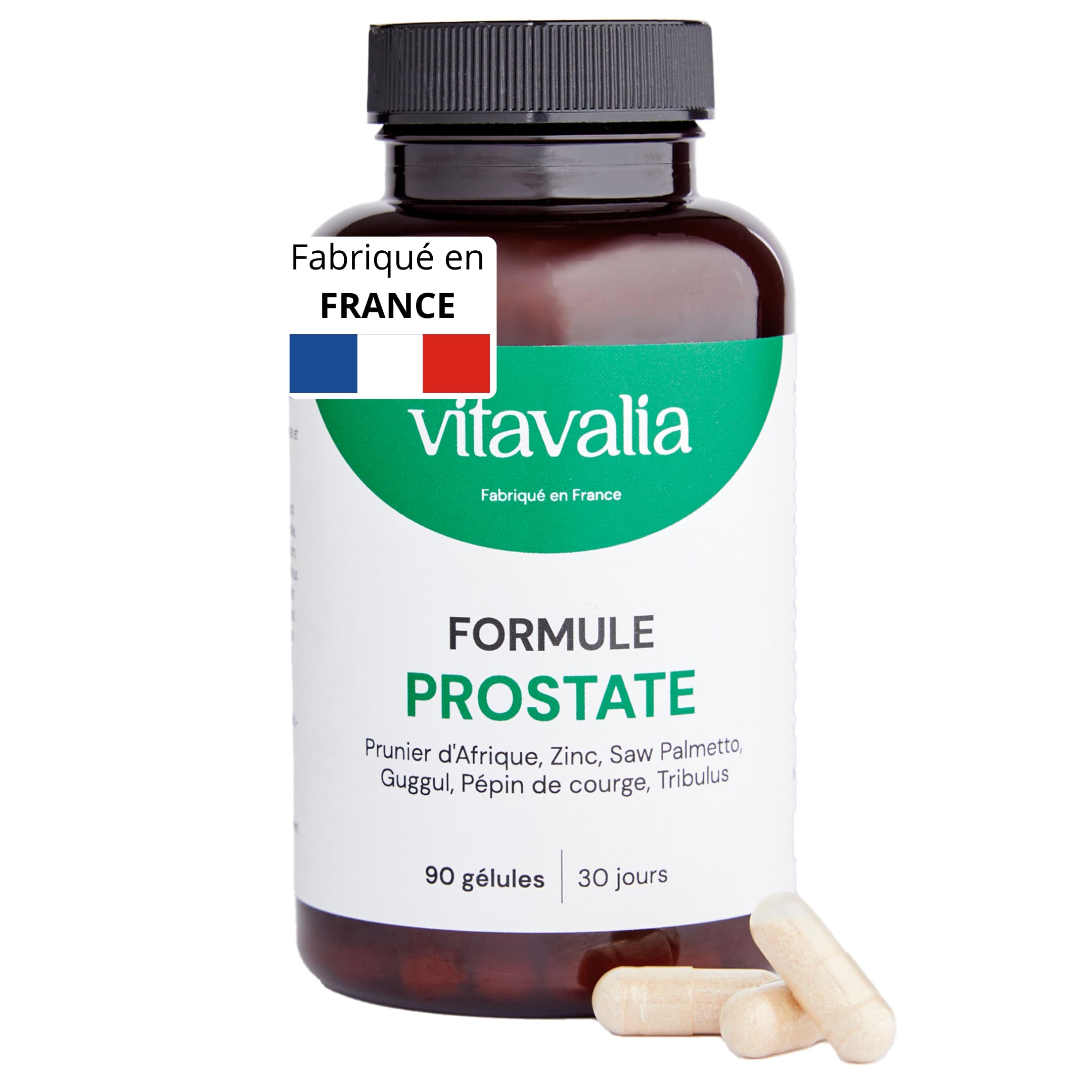 Formule Prostate - 90 gélules - Hautement dosée - Prunier d'Afrique + Saw Palmetto + Guggul + Pépin de courge + Tribulus + Zinc - Fabriqué en France