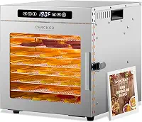 Máquina desidratadora de alimentos, 9 bandejas de aço inoxidável, desidratador de frutas de 1000 W, desidratador de carne de 7,7 pés quadrados para ceca, controlo de temperatura de 190ºF,