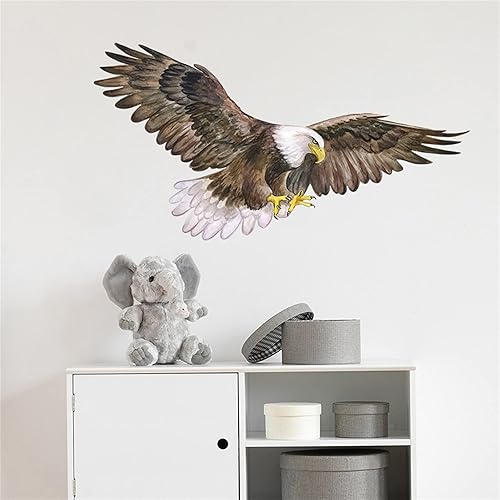 ROFARSO Calcomanías de pared realistas y geniales con diseño de águila calva voladora y pájaro, calcomanías de pared extraíbles, despegar y pegar,