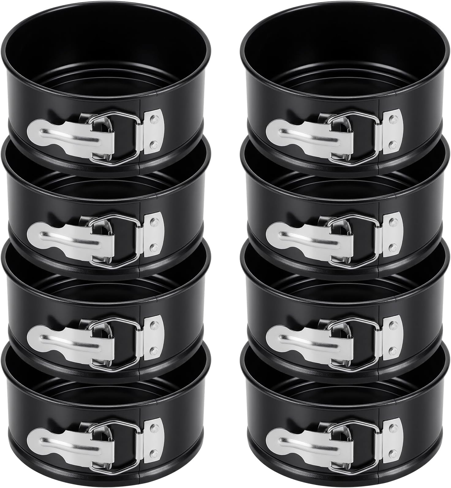Sunnyray 8 Pcs 4 Inch Springform Pan for Baking Mini Cheesecake Pans with Removable Bottom Nonstick Leakproof Round Cake Mold Spring Form Molds for Mini Cheesecake Pizza and Quiches (Black)