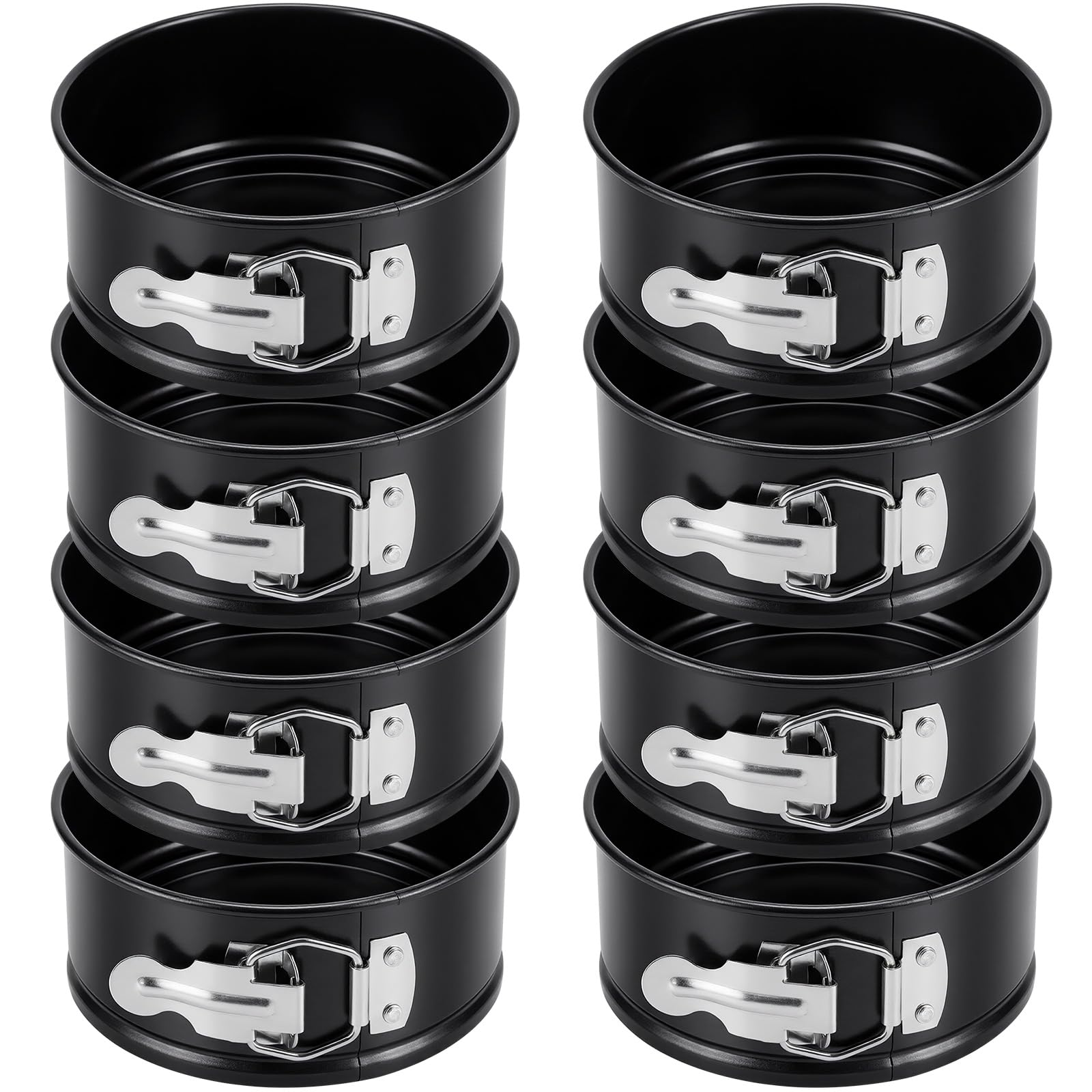 8 Pcs 4 Inch Springform Pan for Baking Mini Cheesecake Pans with Removable Bottom Nonstick Leakproof Round Cake Mold Spring Form Molds for Mini Cheesecake Pizza and Quiches (Black)