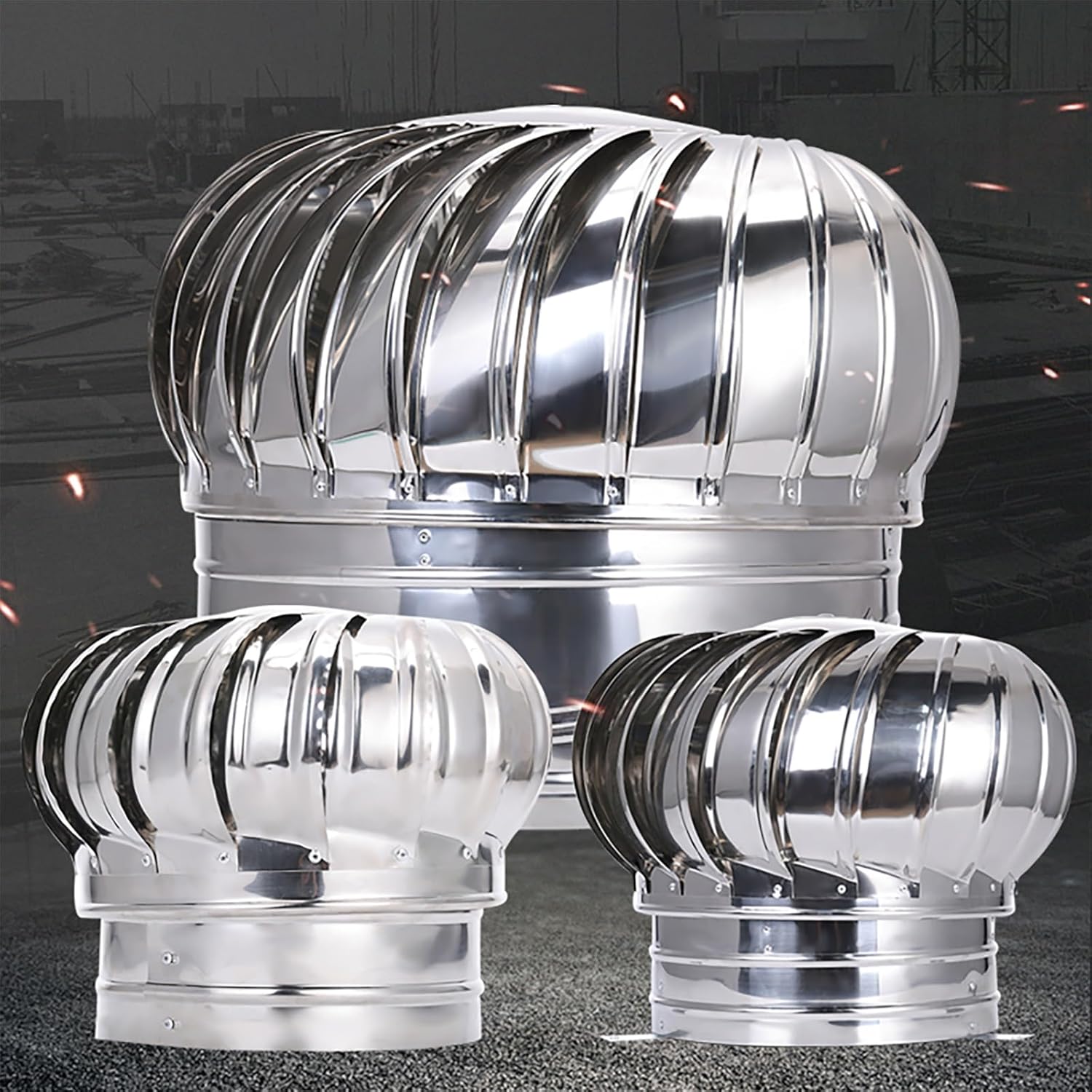 Round Chimney Cap, Round Roof Rain Chimney Cover, No Electricity Loss, All Weather Chimney Cap Roof Top Round Roof Vent, for Kitchen, Canteen Ventilation