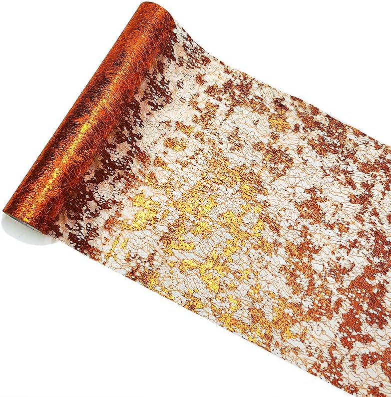 Metallic Gold fine mesh Table Napkin Rolls, Shimmering, Gold Table Decorations for Event Parties, Weddings, Birthday Parties, Christmas and More. (Coffee Rose Gold, 2 Pieces (60 feet Each))