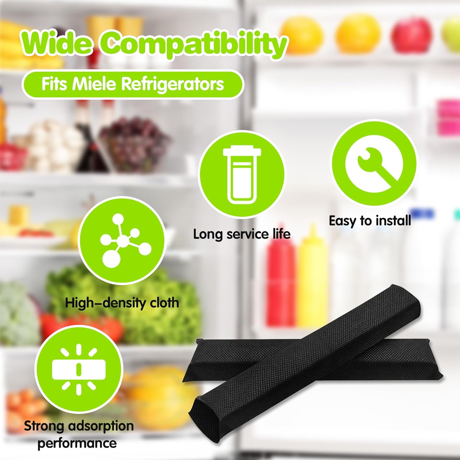 7236280 Active Air-Clean Filter Compatible with Miele Refrigerator, 4-Pack Odor-Absorbing Activated Carbon Filter